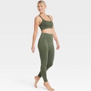 JOYLAB ribbed deep olive green workout leggings